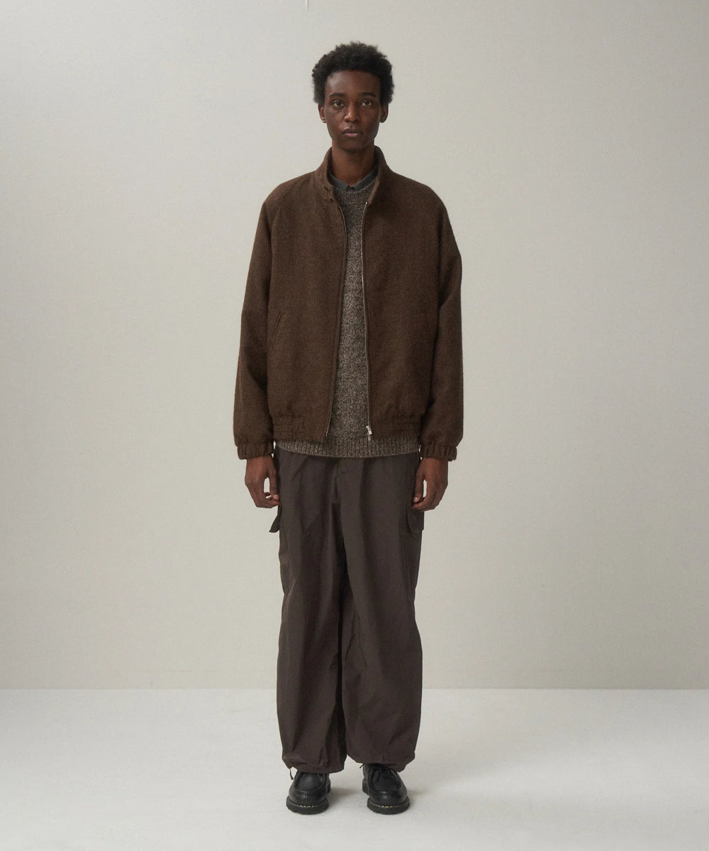 ATON】ALPACA HOUND TOOTH HARRINGTON JACKET / BROWN – Butterfly Clutch