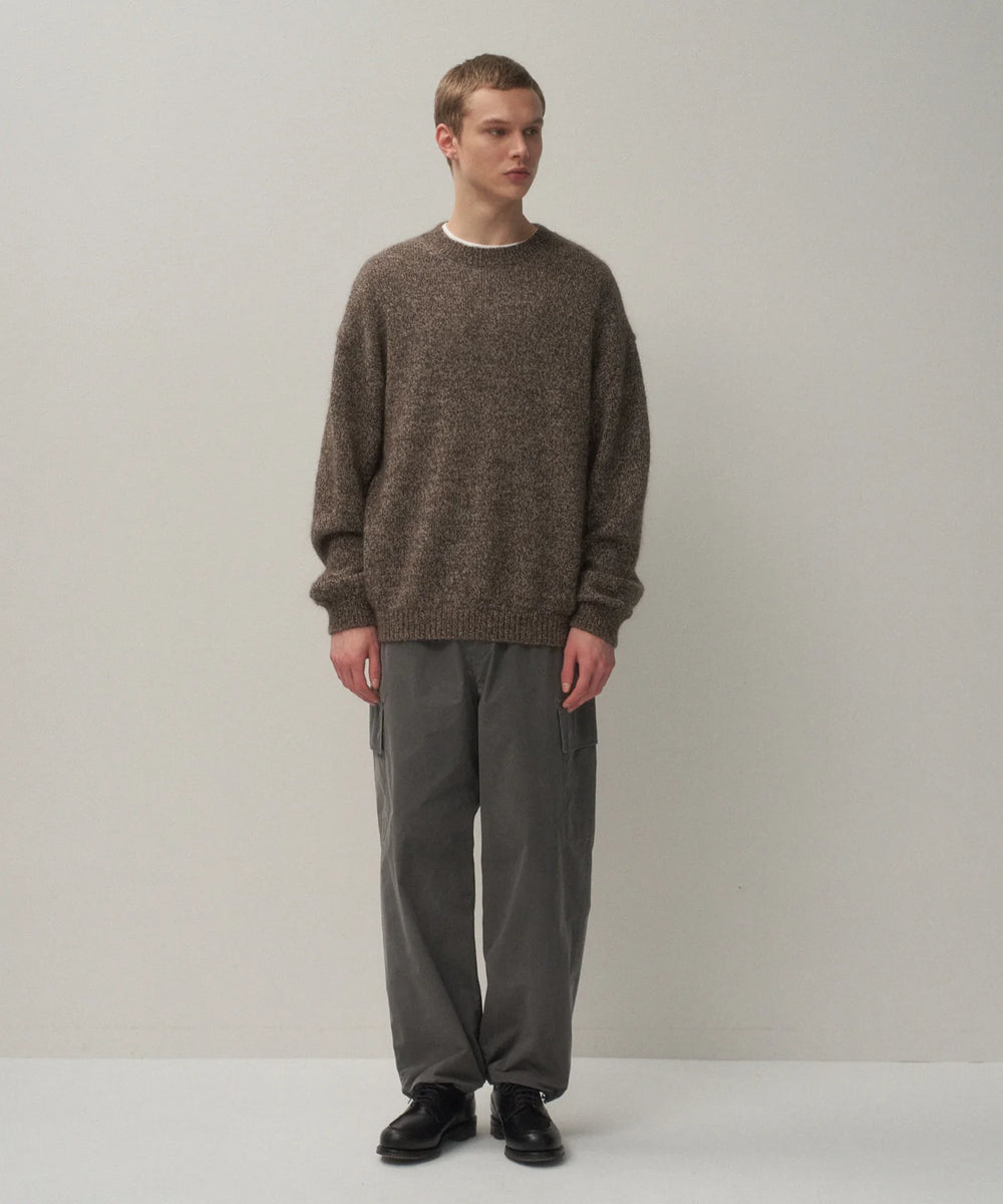 ATON】WOOL ALPACA MOHAIR CREWNECK SWEATER / BROWN – Butterfly Clutch