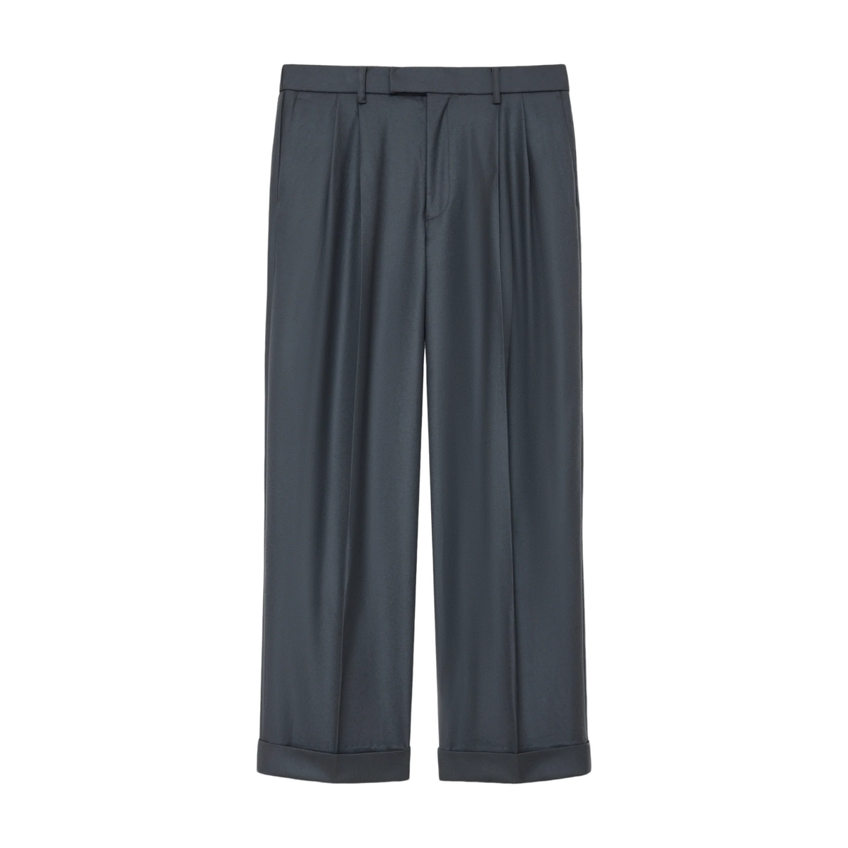 MARKAWARE】2/80 ORGANIC WOOL FLANNEL DOUBLE PLEATED WIDE TROUSERS