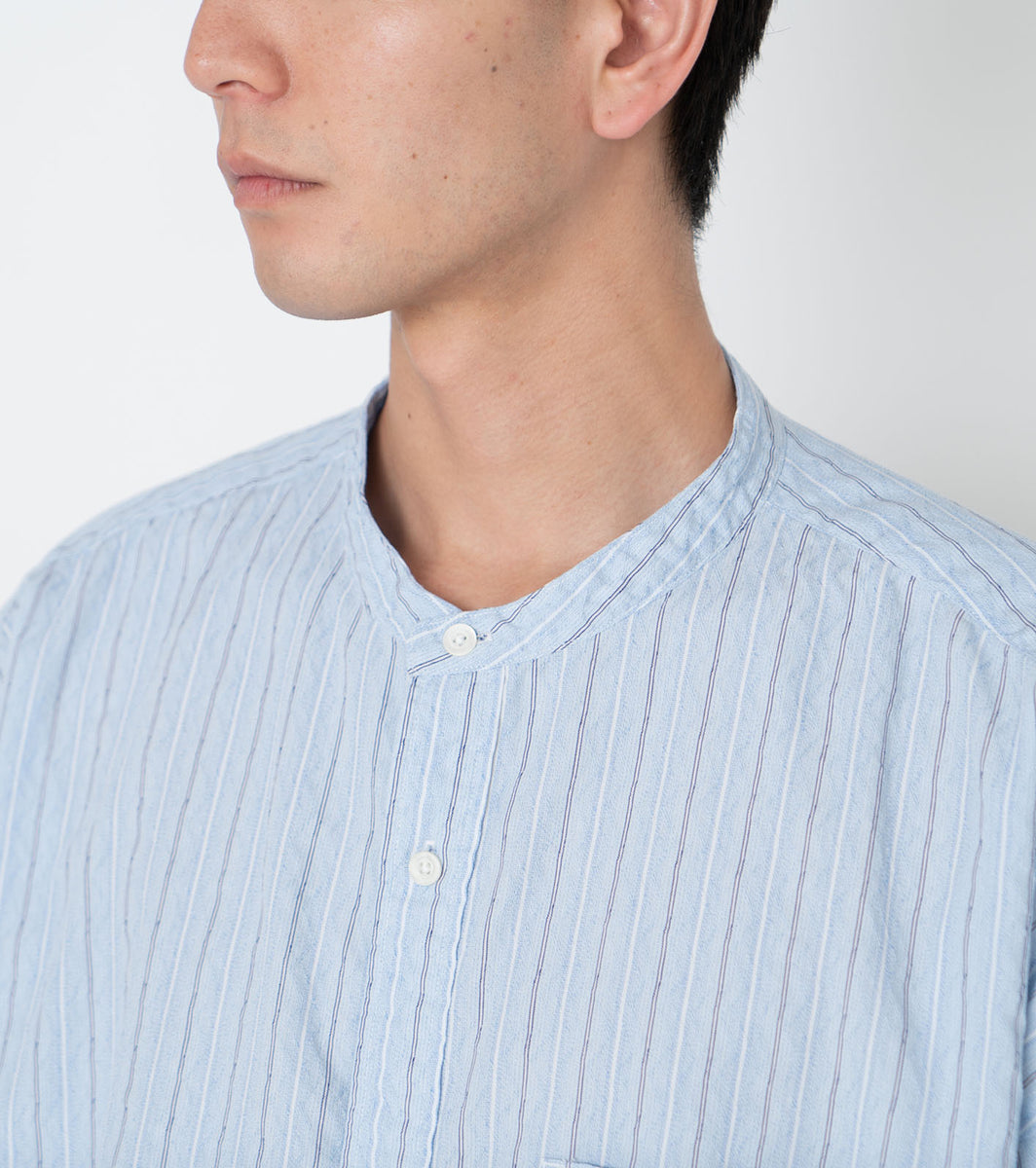 nanamica】Band Collar Dobby Stripe Shirt Sax – Butterfly Clutch