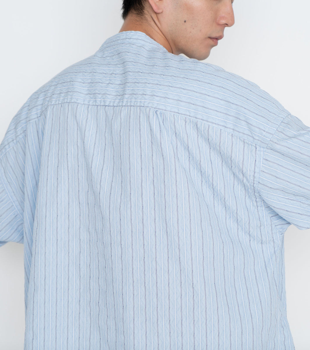 nanamica　Band Collar Dobby Stripe Shirt nanamica】Band Collar Dobby Stripe Shirt Sax – Butterfly Clutch