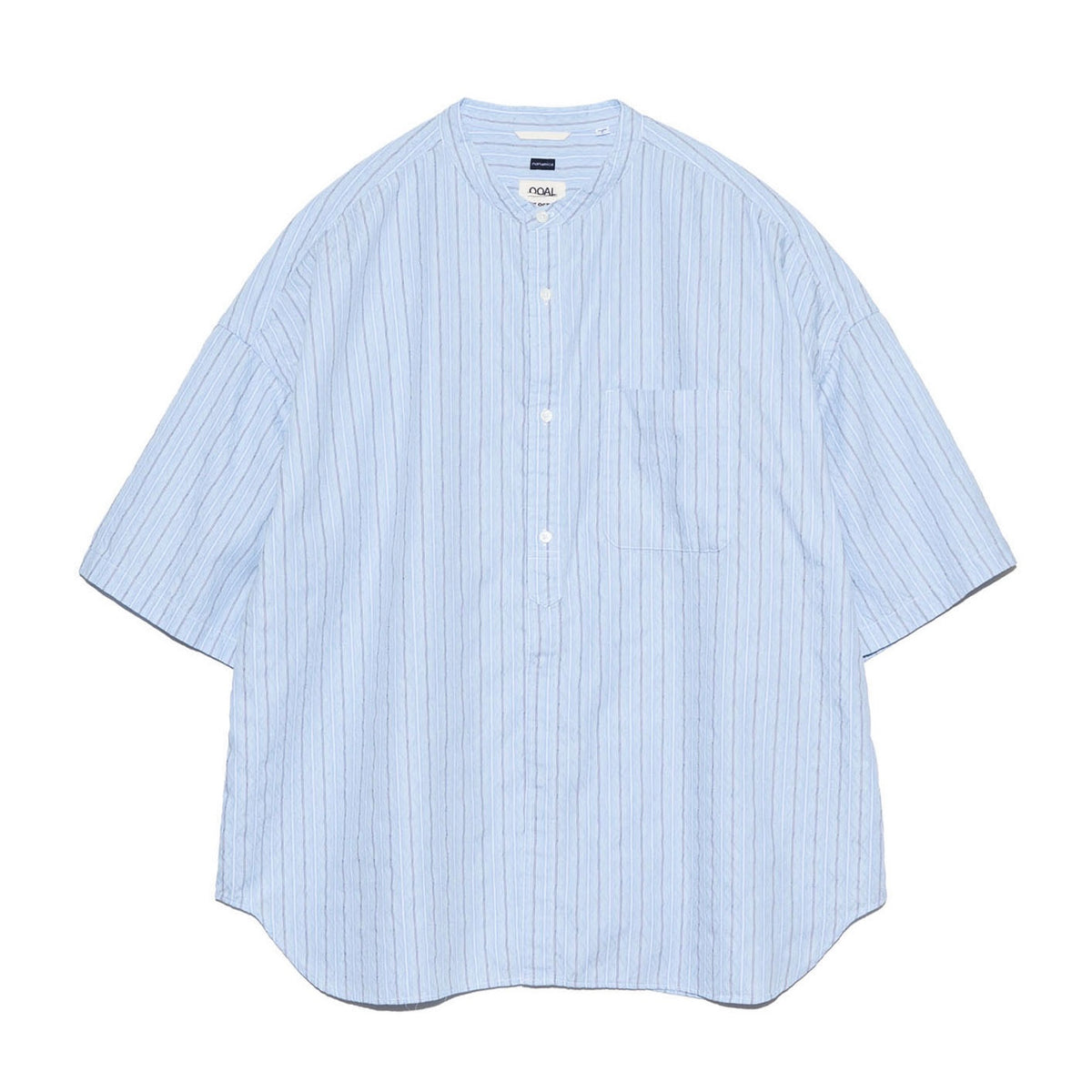 nanamica　Band Collar Dobby Stripe Shirt nanamica】Band Collar Dobby Stripe S/S Shirt Sax – Butterfly Clutch