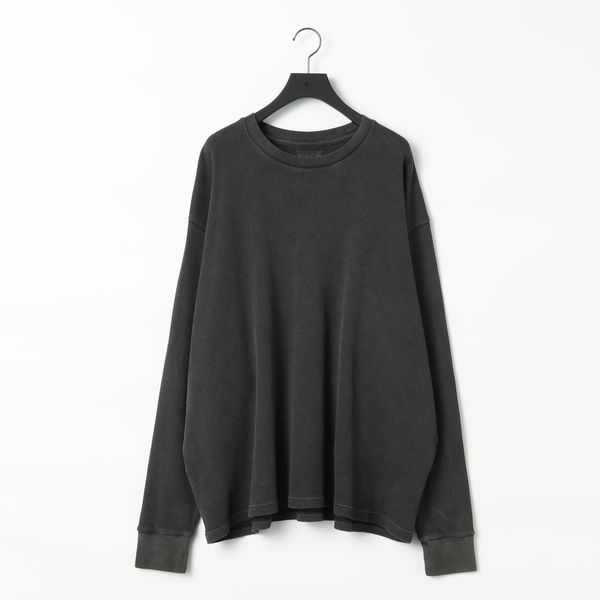 KANEMASA PHIL.】18G Heavy Weight Garment Dye L/S Waffle / CHARCOAL 