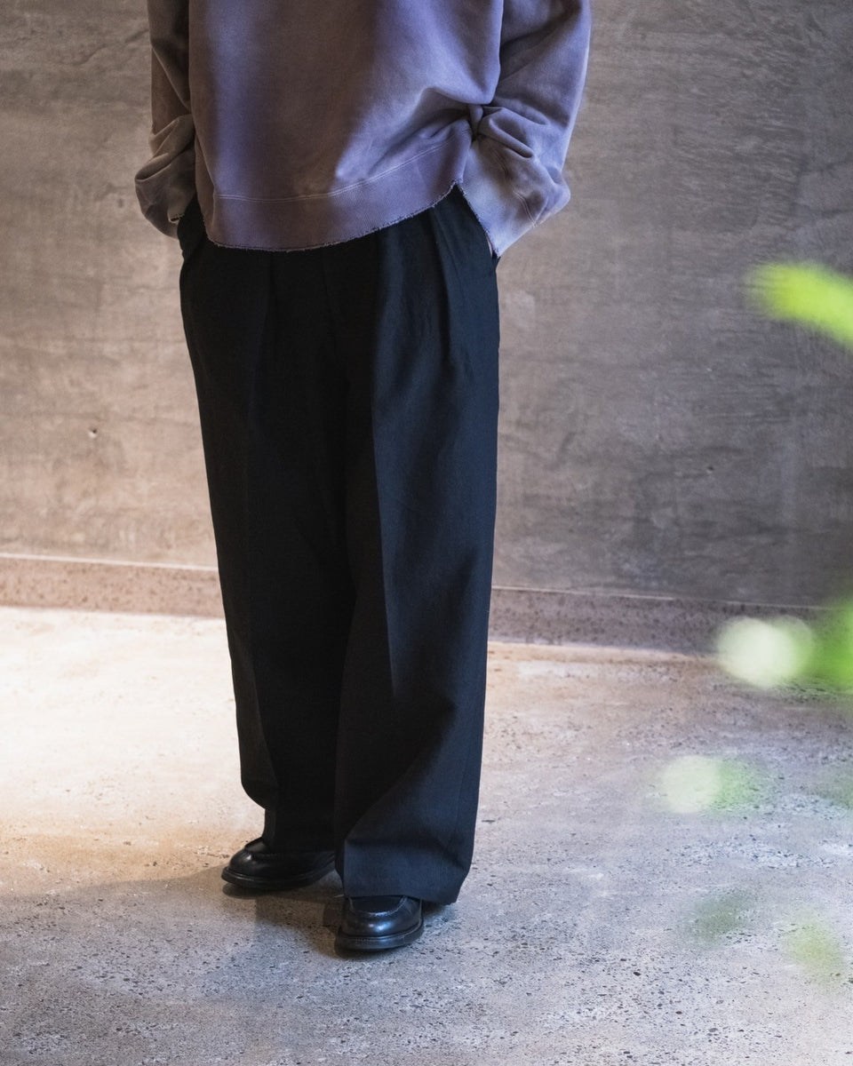 ANCELLM W/L WIDE EASY TUCK SLACKS サイズ1 W/L WIDE EASY TUCK SLACKS(BLACK) – ANCELLM