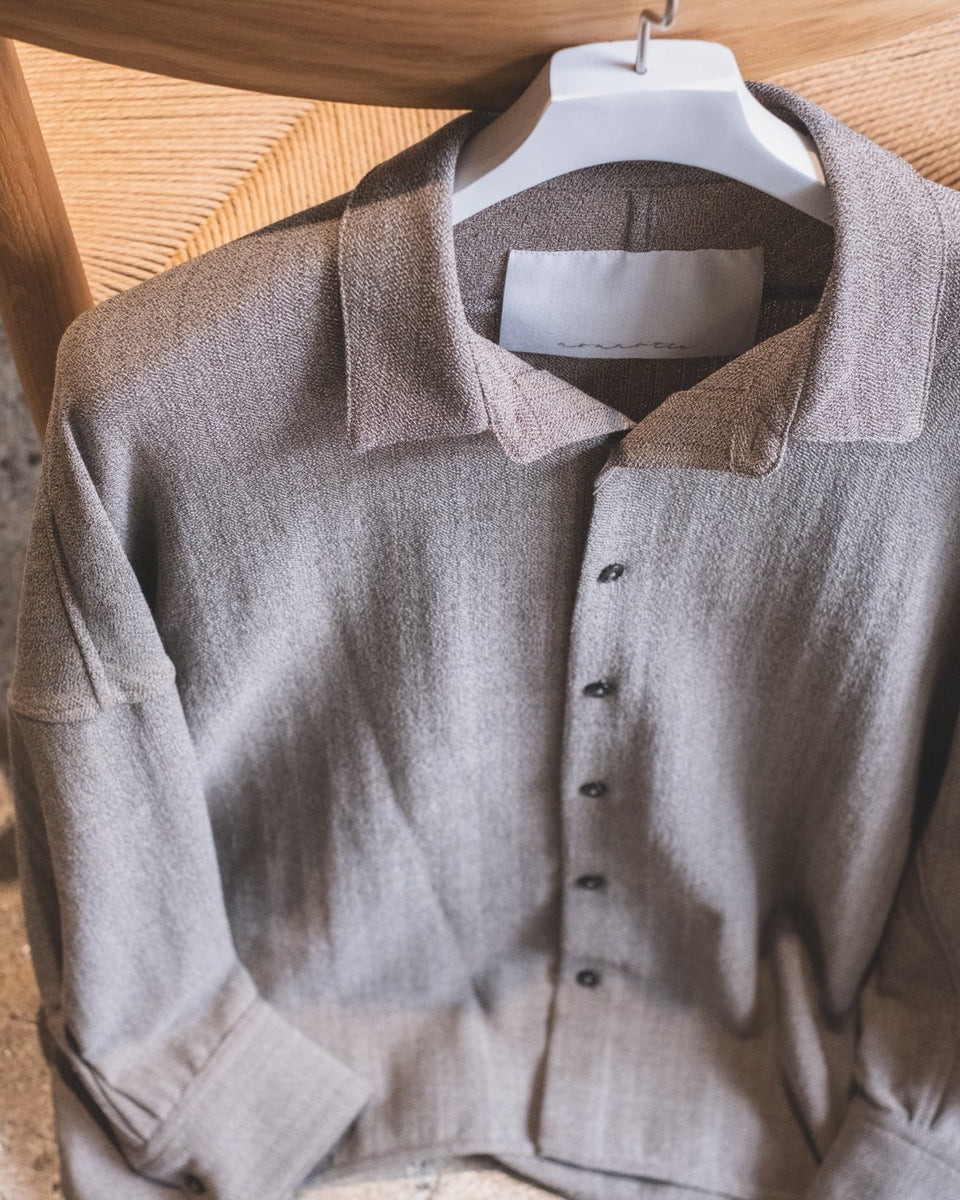 nonnotte】Draping Shirt Type A / Original GeometricBrown Top