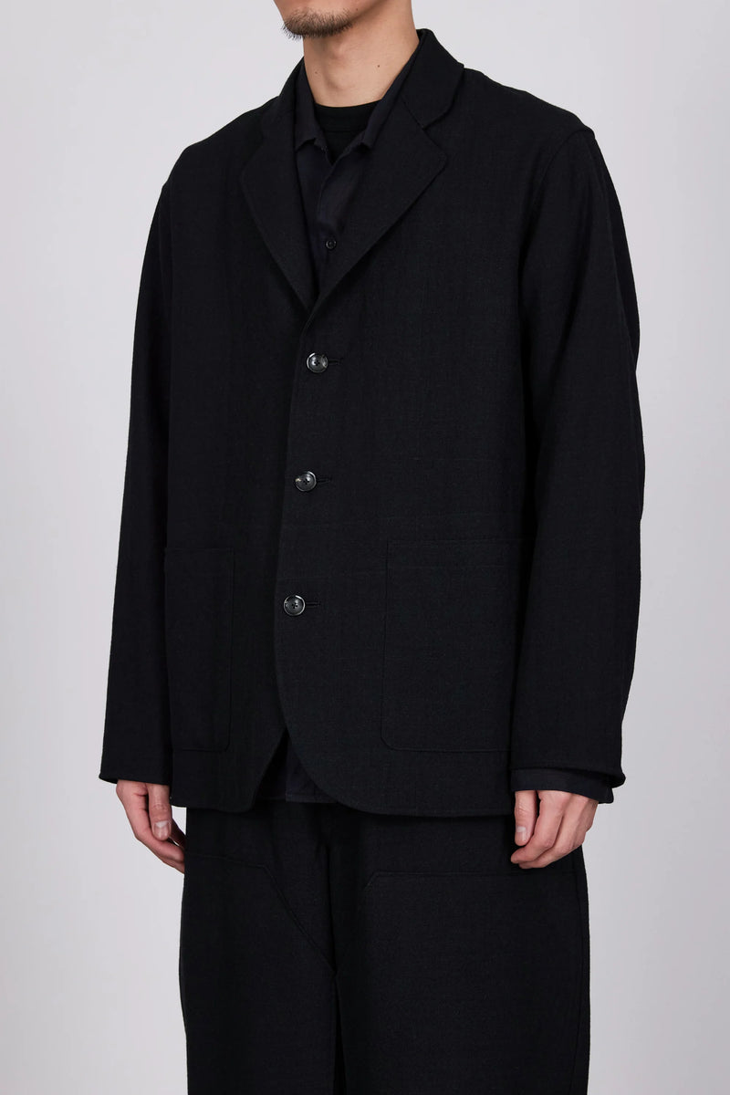 marka】TUMBLED WOOL SERGE HOSPITAL JACKET / CHAMBRAY BLACK