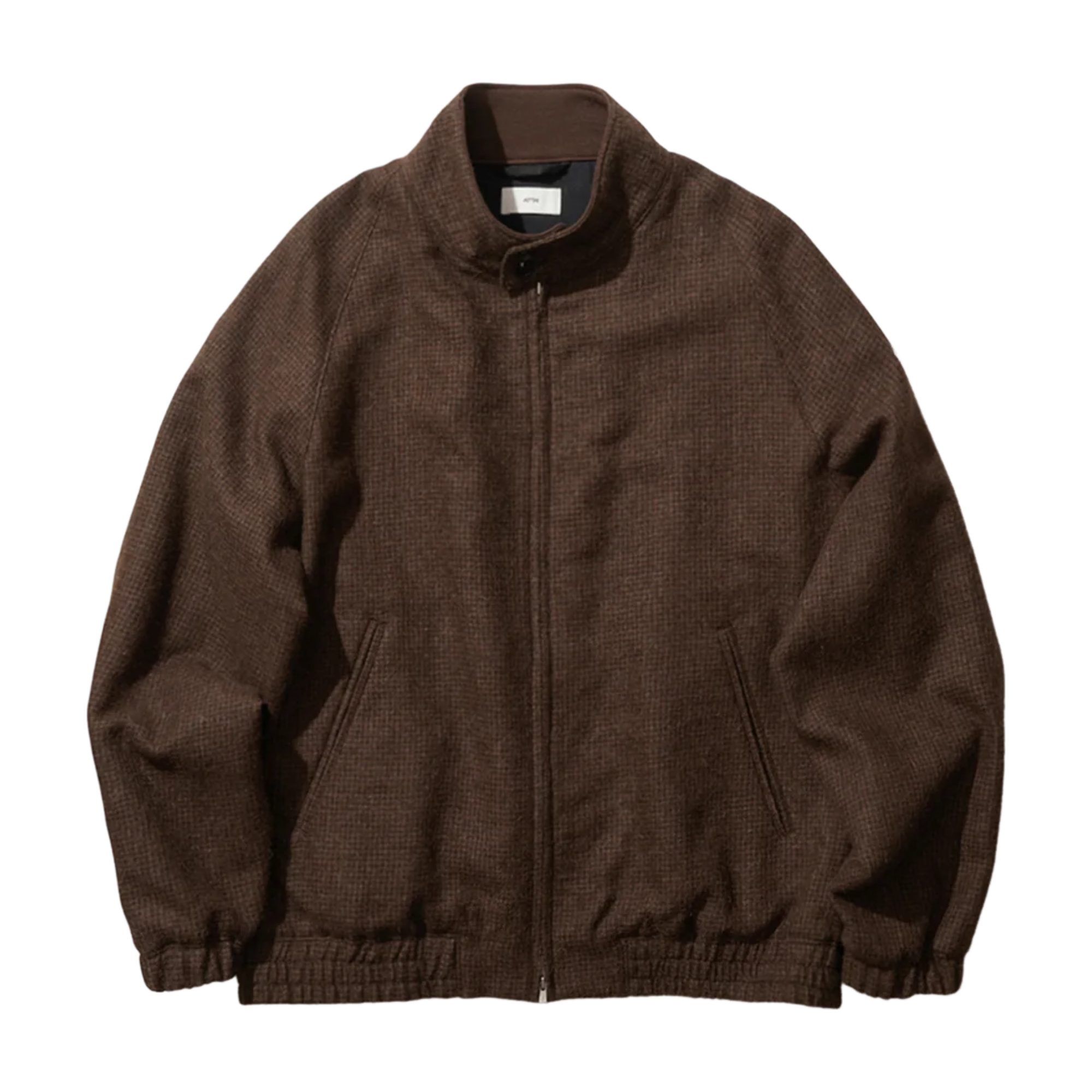 ATON】ALPACA HOUND TOOTH HARRINGTON JACKET / BROWN – Butterfly Clutch