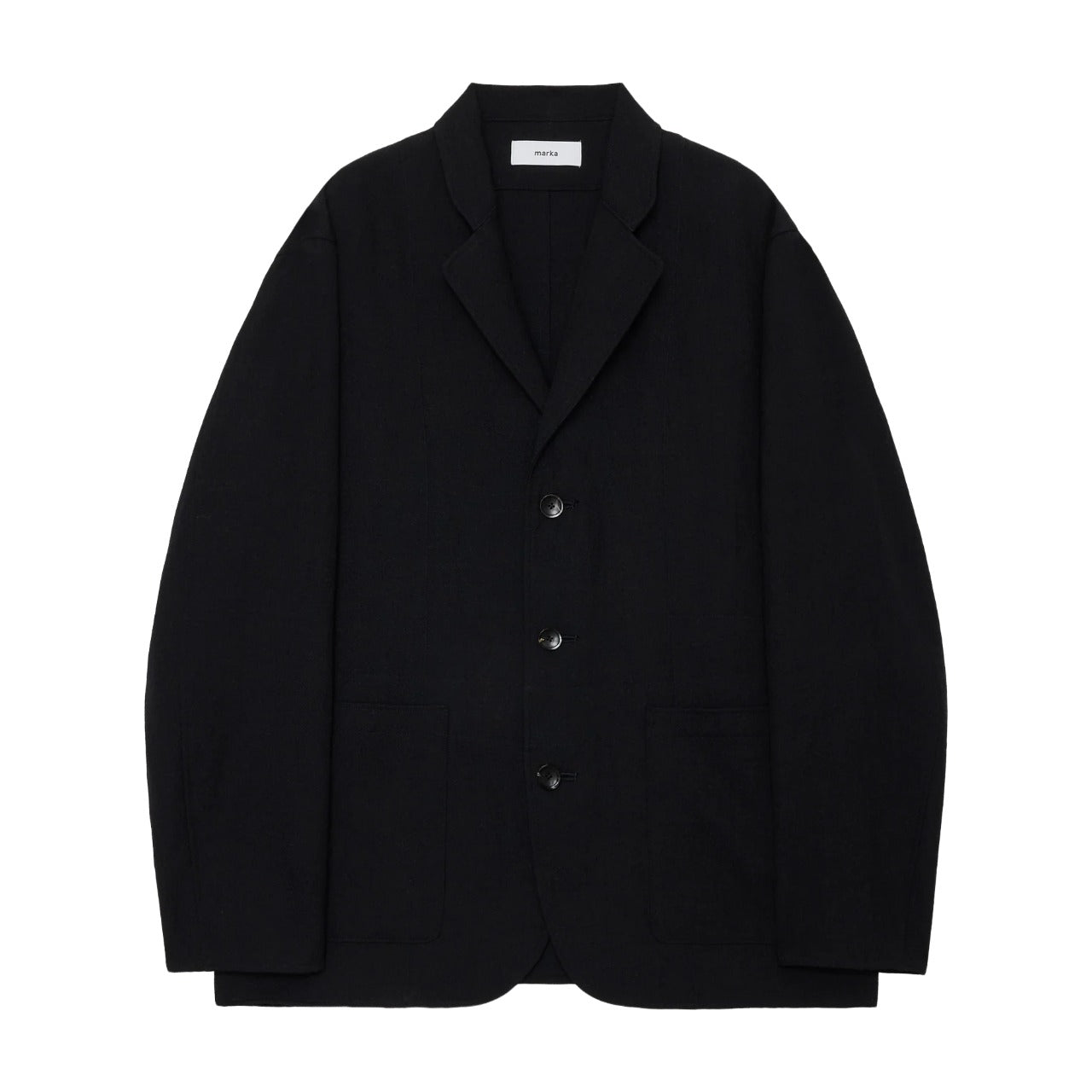 marka】TUMBLED WOOL SERGE HOSPITAL JACKET / CHAMBRAY BLACK